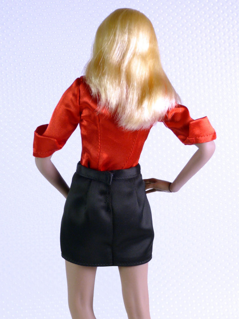 Nouveau Toys 1/6 Scale Female Secretary Red Satin Shirt & Black Skirt Set